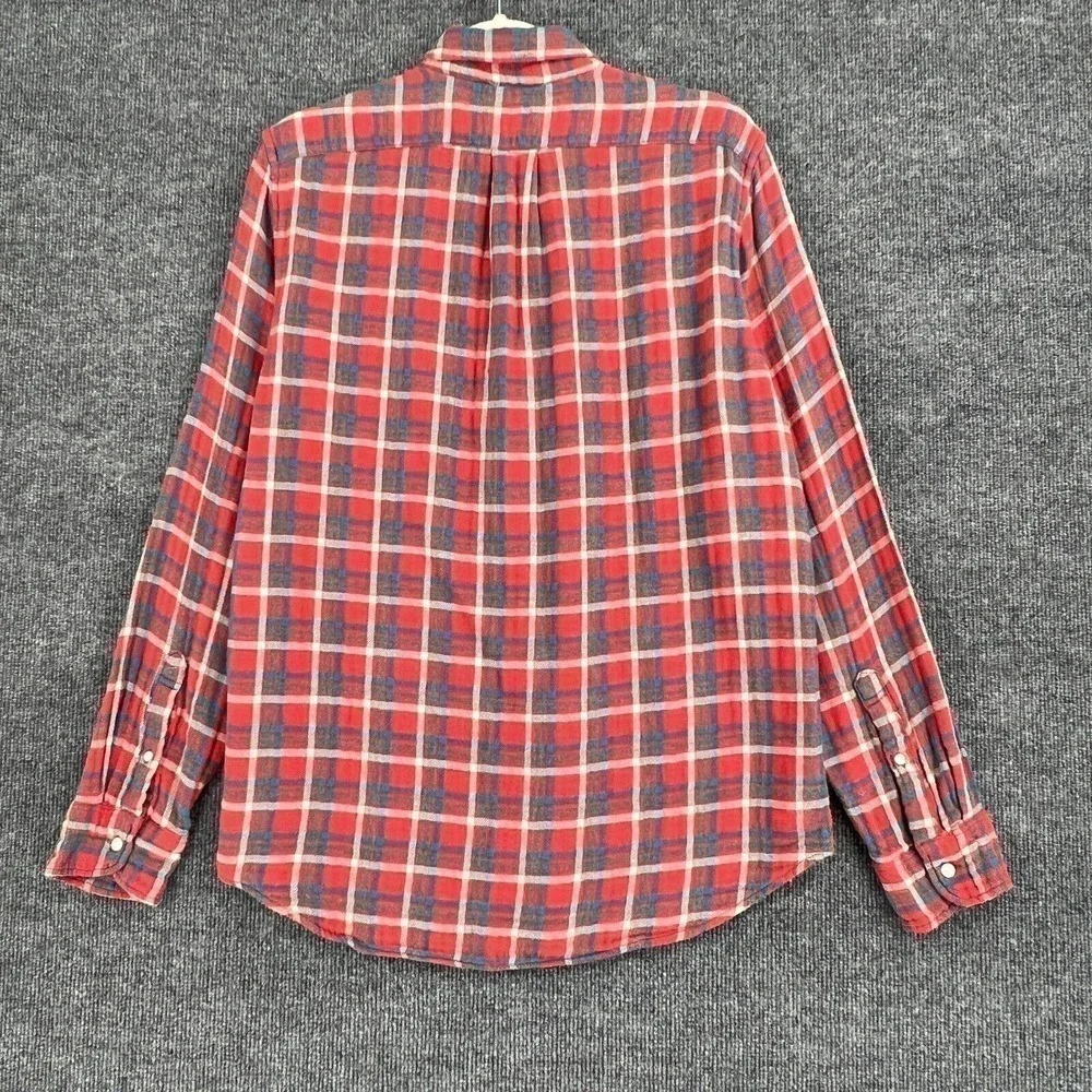 J Crew Mens Slim Double Weave Button Up Shirt Medium Plaid Gauze Long Sleeve